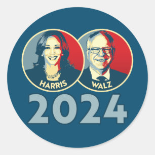 Pegatina Redonda Harris Walz 2024