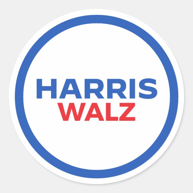 Pegatina Redonda Harris Walz 2024 (Anverso)