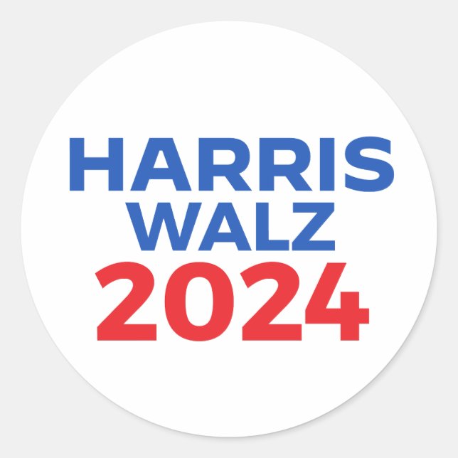 Pegatina Redonda Harris Walz 2024 (Anverso)