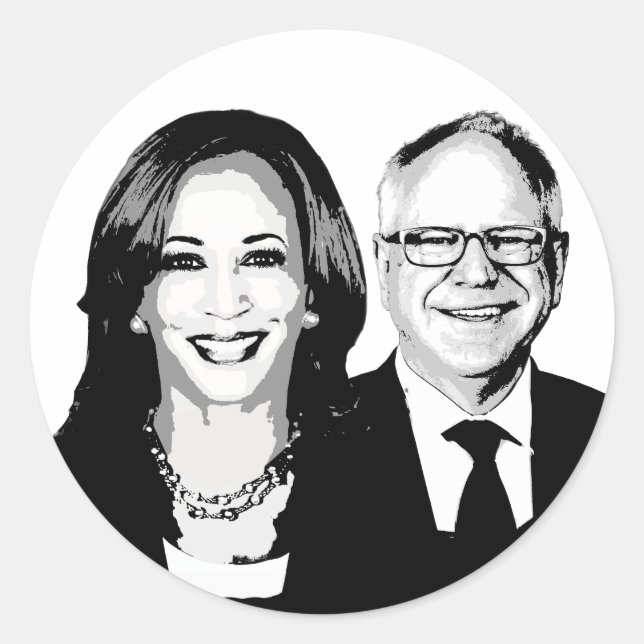 Pegatina Redonda Harris Walz 2024 (Anverso)