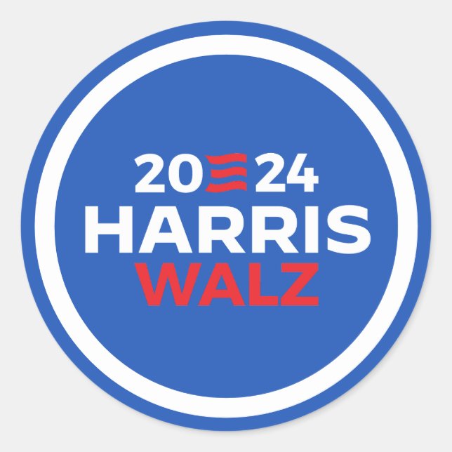 Pegatina Redonda Harris Walz 2024 (Anverso)