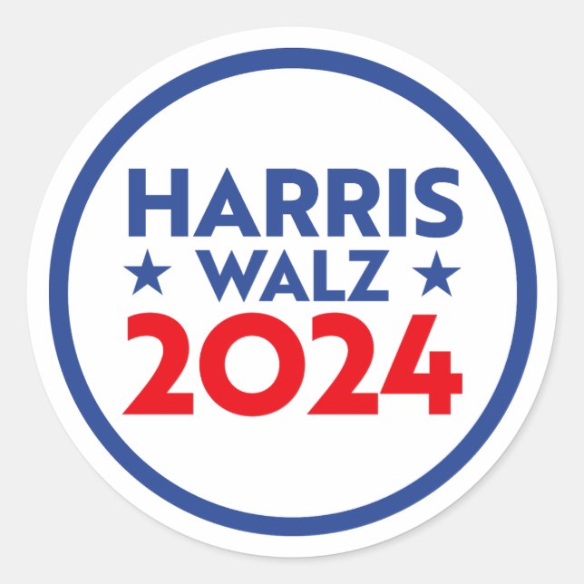Pegatina Redonda Harris Walz 2024 (Anverso)