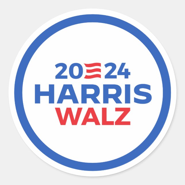 Pegatina Redonda Harris Walz 2024 (Anverso)