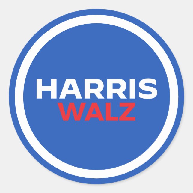 Pegatina Redonda Harris Walz 2024 (Anverso)