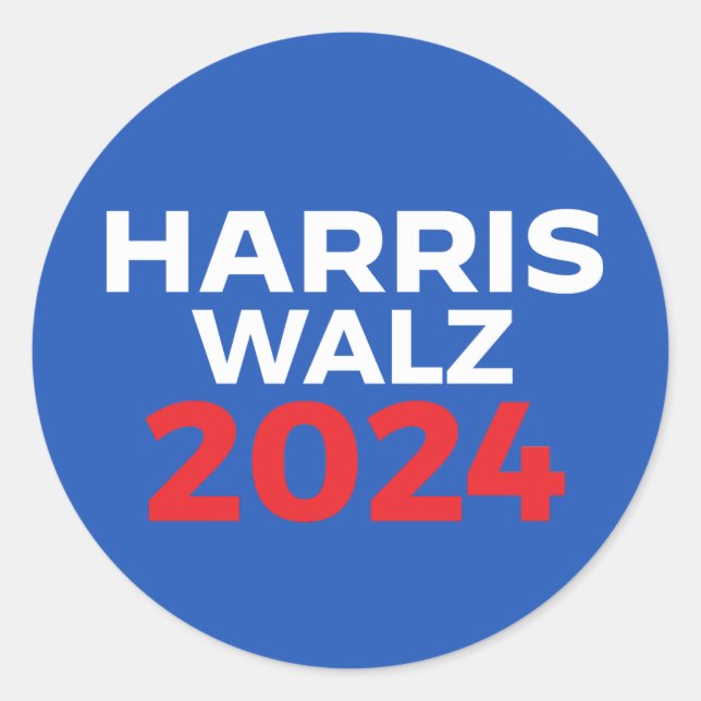 Pegatina Redonda Harris Walz 2024 (Anverso)