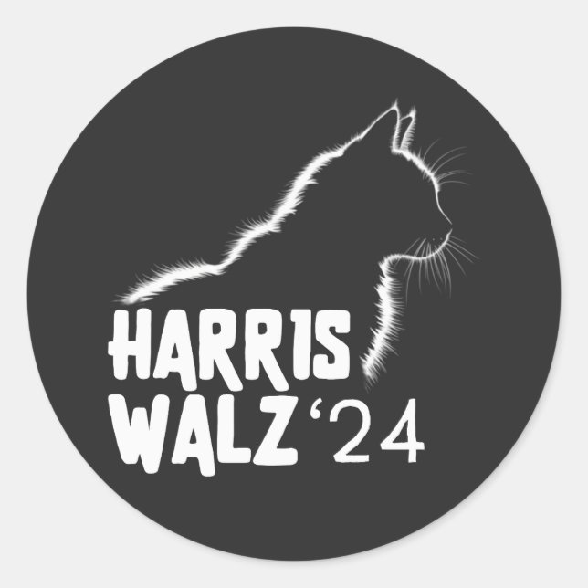 Pegatina Redonda Harris Walz 2024 (Anverso)