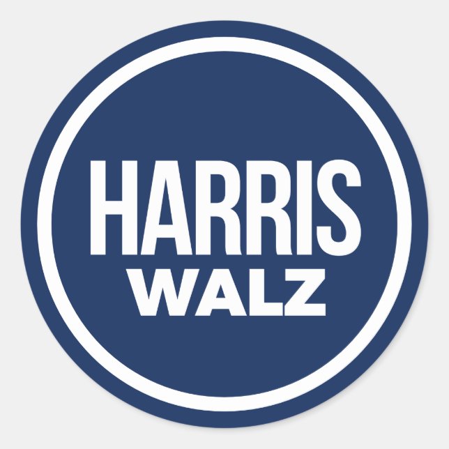 Pegatina Redonda Harris Walz 2024 (Anverso)
