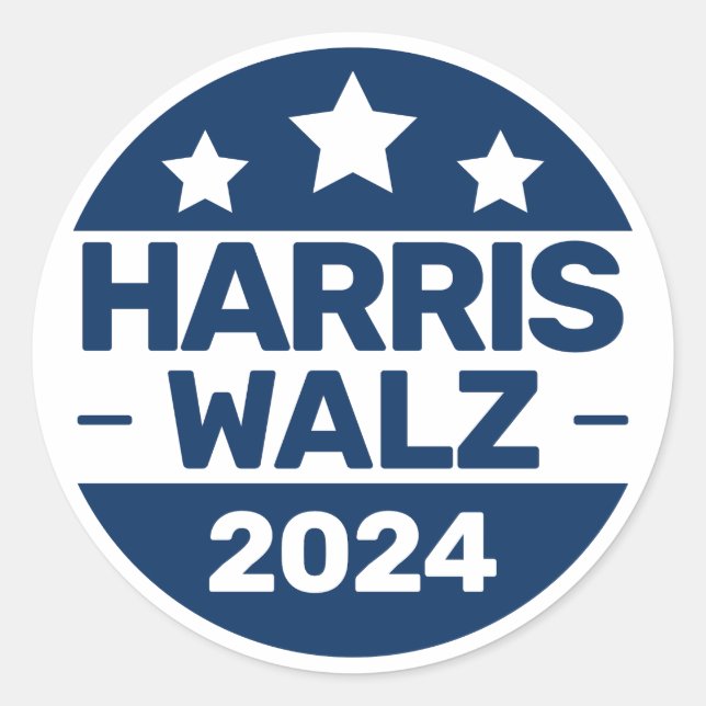 Pegatina Redonda Harris Walz 2024 Elecciones Kamala Harris Tim Walz (Anverso)