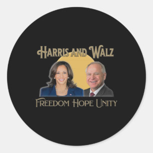 Pegatina Redonda Harris Walz 2024 Kamala Y Tim President Y Vp