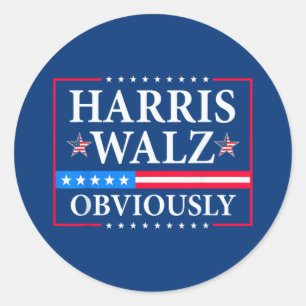 Pegatina Redonda Harris Walz 2024 Obviamente