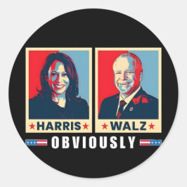Pegatina Redonda Harris Walz 2024 Obviamente