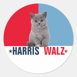 Pegatina Redonda Harris Walz 2024 Obviamente Azul Rojo