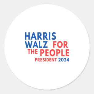 Pegatina Redonda Harris Walz 2024 Para El Pueblo