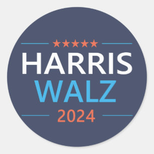 Pegatina Redonda Harris Walz 2024 Presidente