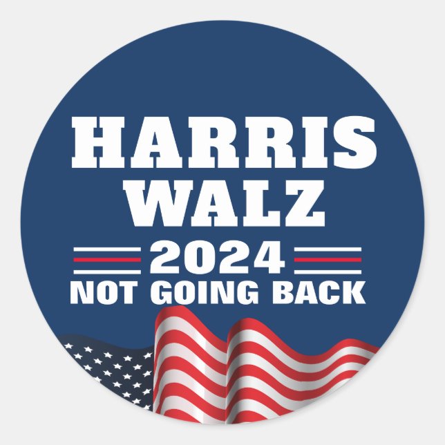 Pegatina Redonda Harris Walz 2024 | Vote Demócrata (Anverso)