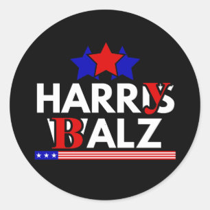 Pegatina Redonda Harris Walz 24 Harry Balz 2024 Meme Demócratas