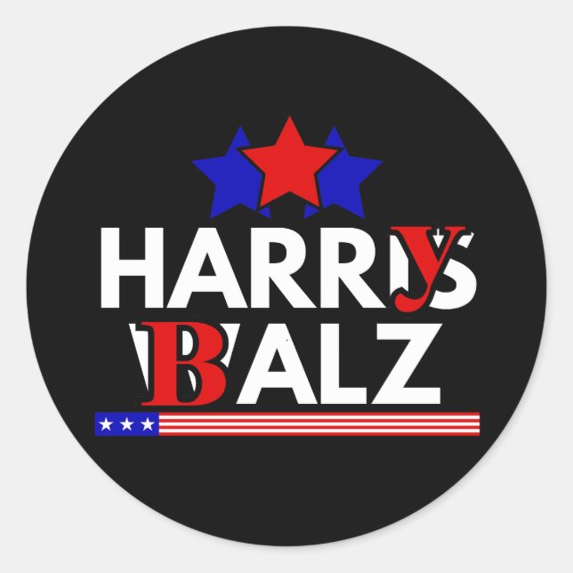 Pegatina Redonda Harris Walz 24 Harry Balz 2024 Meme Democratics (Anverso)