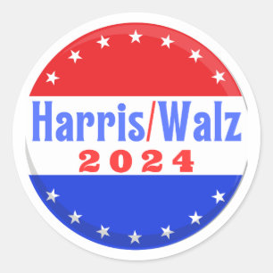 Pegatina Redonda Harris Walz Elección Fiesta Demócrata 2024