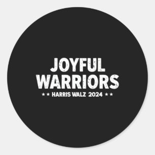 Pegatina Redonda Harris Walz Joyful Warriors Kamala Harris Tim Walz