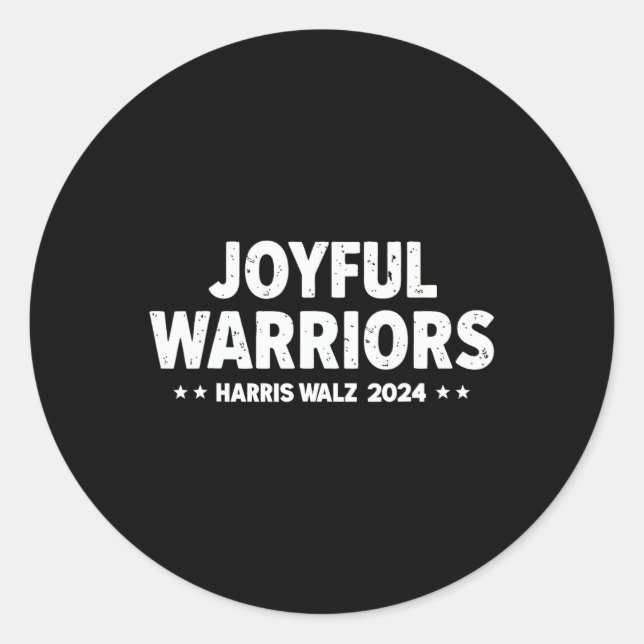 Pegatina Redonda Harris Walz Joyful Warriors Kamala Harris Tim Walz (Anverso)
