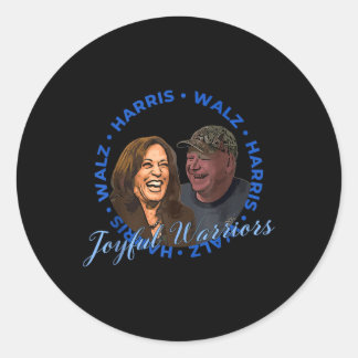 Pegatina Redonda Harris Walz Joyful Warriors Walz Kamala Harris 202