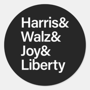 Pegatina Redonda Harris Wheimer Joy Liberty Vote Kamala Harris Pres