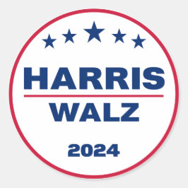 Pegatina Redonda Harris Wlaz 2024 Kamala Harris Tim Walz Elección