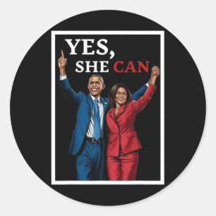 Pegatina Redonda Harris Y Barack Obama Antes De Las Elecciones De 2