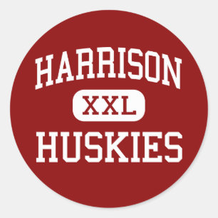 Pegatina Redonda Harrison - Huskies - High - Harrison New York