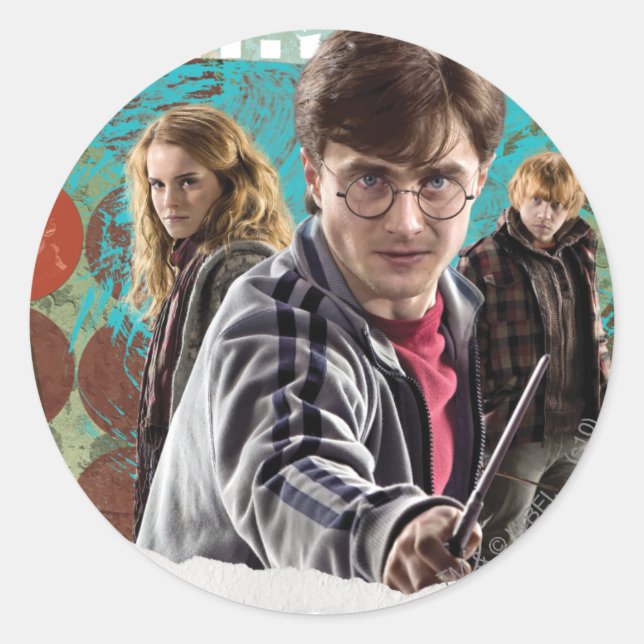 Pegatina Redonda Harry, Hermione y Ron 1 (Anverso)
