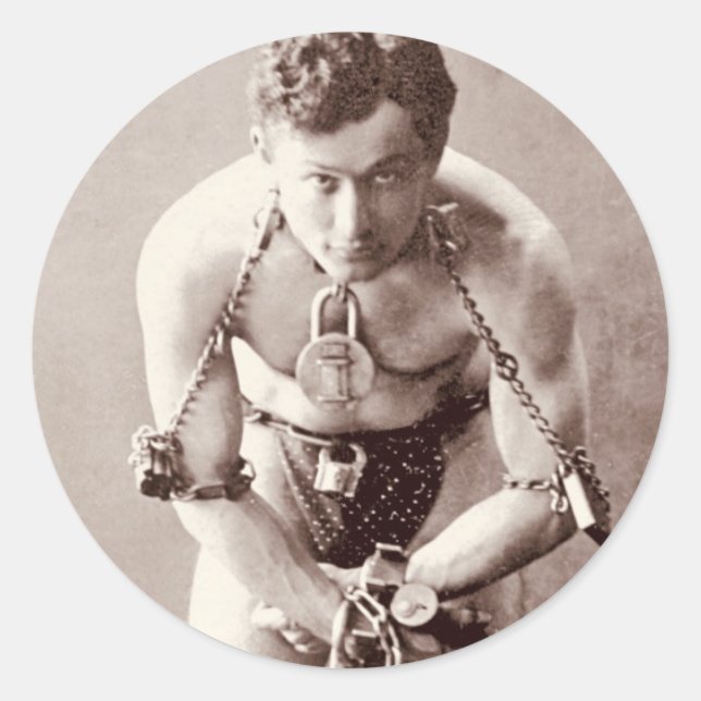 Pegatina Redonda Harry Houdini (c.1899) (Anverso)
