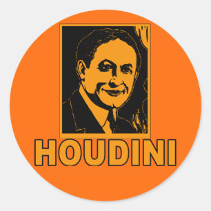 Pegatina Redonda Harry Houdini Poster T camisetas, tazas, regalos