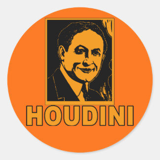 Pegatina Redonda Harry Houdini Poster T camisetas, tazas, regalos