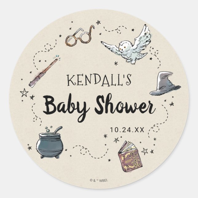 Pegatina Redonda Harry Potter Baby Shower (Anverso)