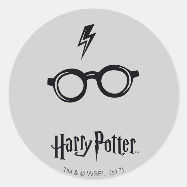 Pegatina Redonda Harry Potter | Cicatriz y gafas relámpago (Anverso)