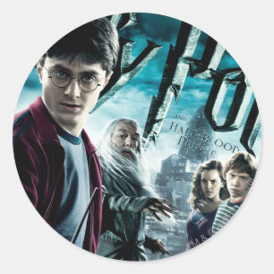 Pegatina Redonda Harry Potter con Dumbledore Ron y Hermione 1