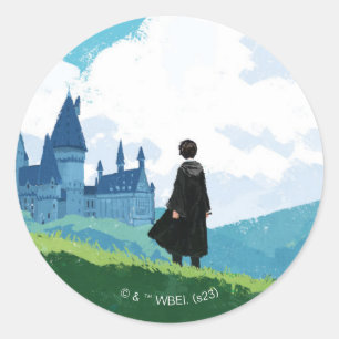 Pegatina Redonda HARRY POTTER™ con vistas al castillo de HOGWARTS™