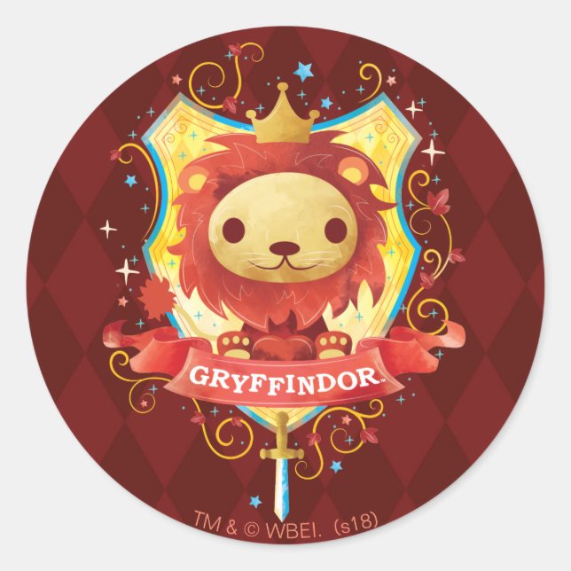 Pegatina Redonda Harry Potter | Encantador Escudo GRYFFINDOR™ (Anverso)