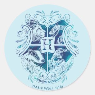 Pegatina Redonda Harry Potter   Escudo Aguamenti HOGWARTS™
