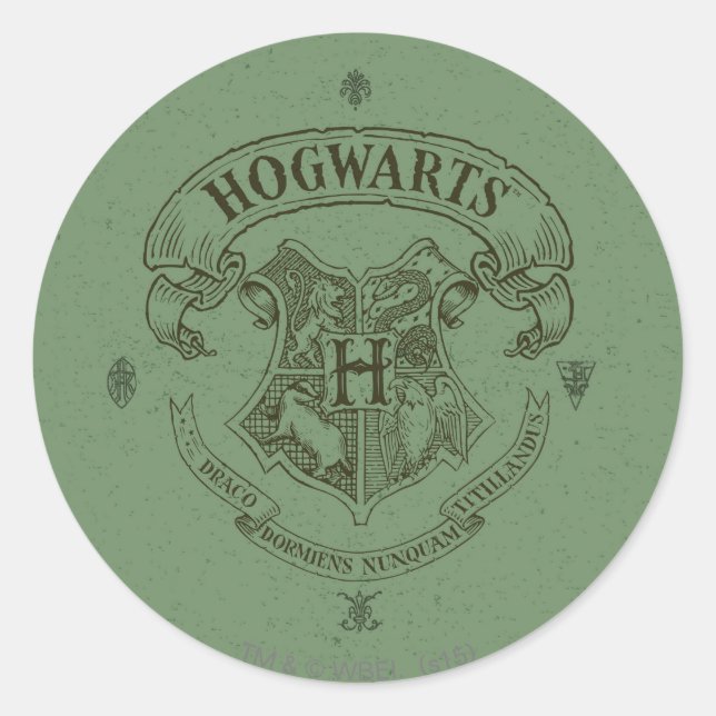 Pegatina Redonda Harry Potter| Escudo de banner de Hogwarts (Anverso)