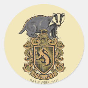 Pegatina Redonda Harry Potter   Escudo de Hufflepuff con Badger