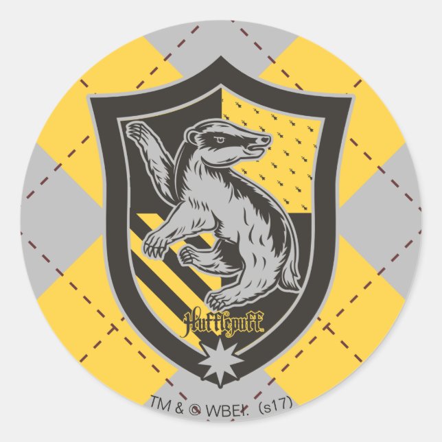 Pegatina Redonda Harry Potter | Escudo del Orgullo de la Casa Huffl (Anverso)