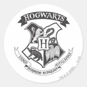 Pegatina Redonda Harry Potter   Escudo Retro de Hogwarts