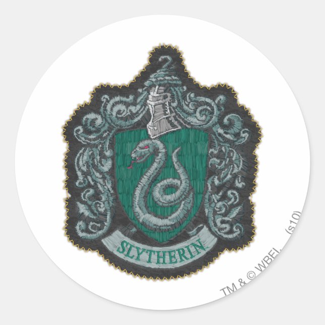 Pegatina Redonda Harry Potter | Escudo Retro Mighty Slytherin (Anverso)