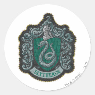 Pegatina Redonda Harry Potter   Escudo Retro Mighty Slytherin