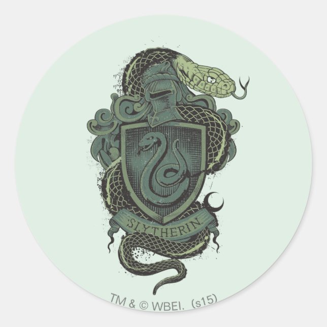 Pegatina Redonda Harry Potter | Escudo Slytherin (Anverso)