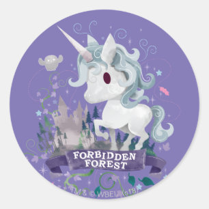 Pegatina Redonda Harry Potter   Gráfico de Unicornio Forestal Prohi