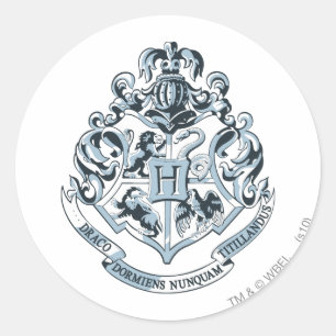 Pegatina Redonda Harry Potter   Hogwarts Crest - Blue