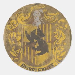 Pegatina Redonda Harry Potter   Hufflepuff Crest Spray Paint
