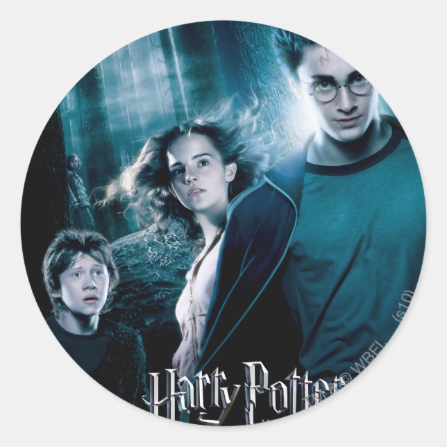 Pegatina Redonda Harry Potter Ron Hermione En Forest (Anverso)
